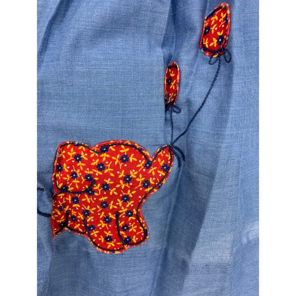 Vtg Miss Quality Elephant Balloon Prairie Dress Red Blue Floral Ruffled Sz 4 - Picture 2 of 4